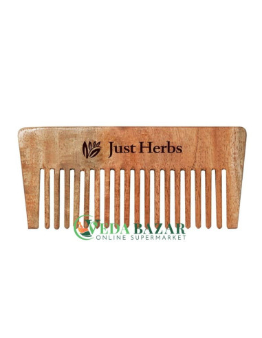 Расческа из дерева ним (Handmade Wide Tooth Neem Comb), ручной работы, Джаст Хербс (Just Herbs)