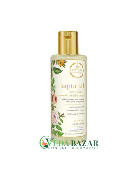 Мицеллярная вода Сапта Джал (Sapta Jal Ayurvedic Micellar Water), с травами, 200 мл, Джаст Хербс (Just Herbs)