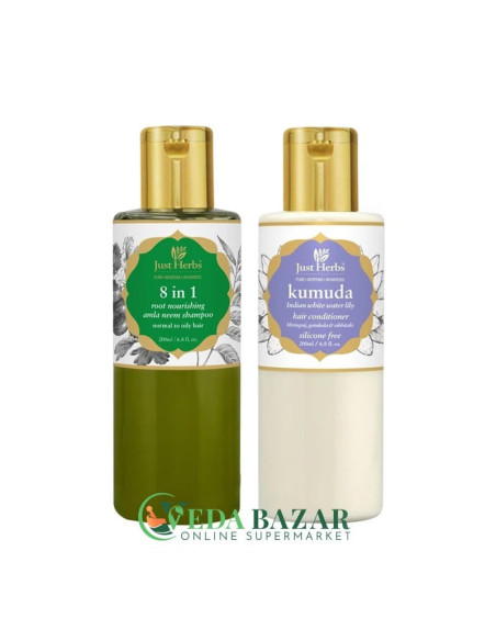 Набор Против Выпадения Волос "Дуэт", (Hair Fall Control Combo), Джаст Хербс (Just Herbs)