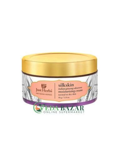 Увлажняющий Крем "Silkskin" (Silkskin Moisturizer), С Женьшенем И Алоэ Вера, 50 Гр, Джаст Хербс (Just Herbs)
