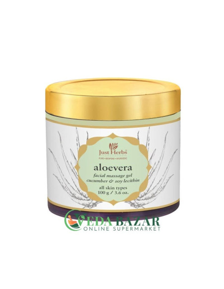Гель Для Лица "Aloevera" (Face Gel "Aloevera"), С Огурцом И Соевым Лецитином, 100 Гр, Джаст Хербс (Just Herbs)