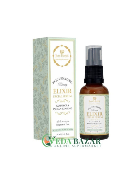 Сыворотка Для Лица "Beauty Elixir" (Face Serum "Beauty Elixir"), 30 Мл, Омолаживающая С Женьшенем, Джаст Хербс (Just Herbs)