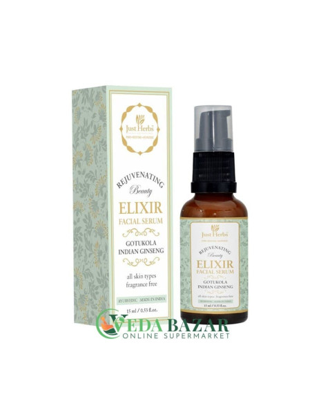 Сыворотка Для Лица "Beauty Elixir" (Face Serum "Beauty Elixir"), 15 Мл, Омолаживающая С Женьшенем, Джаст Хербс (Just Herbs)
