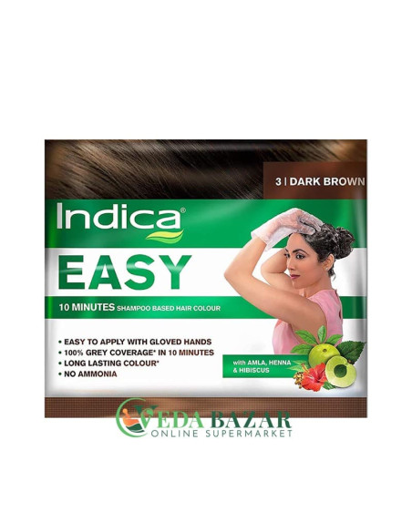 Темно-Коричневая Краска для Волос (Hair Colour Dark Brown), 25 Мл, Индика Изи (Indica Easy)