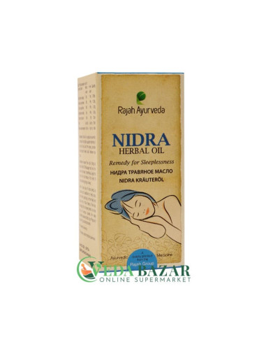 Трявяное Масло от Бессонницы Нидра (Nidra Herbal Oil), 50 Мл, Раджах Аюрведа (Rajah Ayurveda)