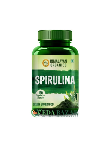 Препарат от Аллергии Спирулина (Spirulina), 120 Капсул, Хималаян Органикс (Himalayan Organics)