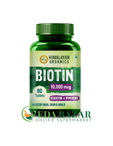 Купить Биотин (Biotin), Для Волос, Ногтей, 90 Таб, Himalayan Organics
