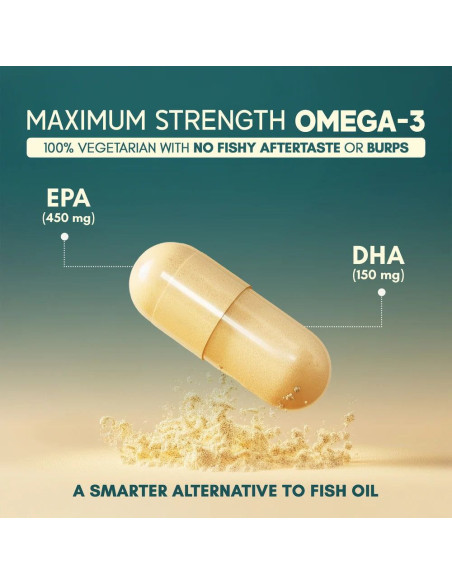 Омега-3 (EPA 450 + DHA 150), из масла морских водорослей, 60 капсул (Rasayanam)