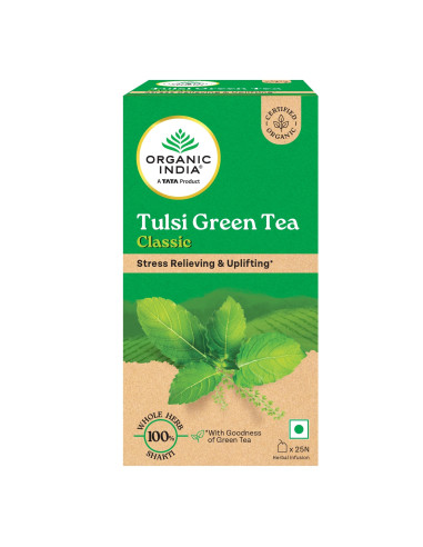 Зеленый чай Туласи Классический в пакетиках (Tulasi Green Tea Classic), 25 шт, Органик Индия (Organic India)