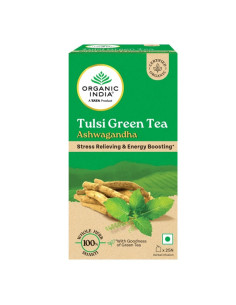 Туласи Зеленый Чай Ашваганда (Tulsi Green Tea Ashwagandha), 25 шт, Органик Индия (Organic India)