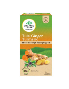 Тулси с имбирём и куркумой (Tulsi Ginger Turmeric), для иммунитета, 25 пак., Органик Индия (Organic India)