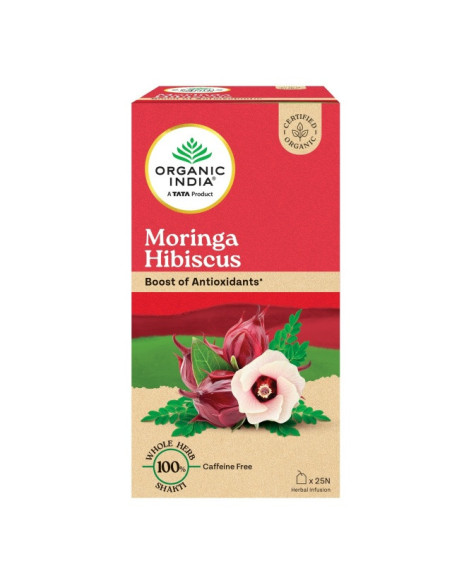 Чай Моринга и Гибискус (Moringa Hibiscus), с антиоксидантами, 25 пак., Органик Индия (Organic India)