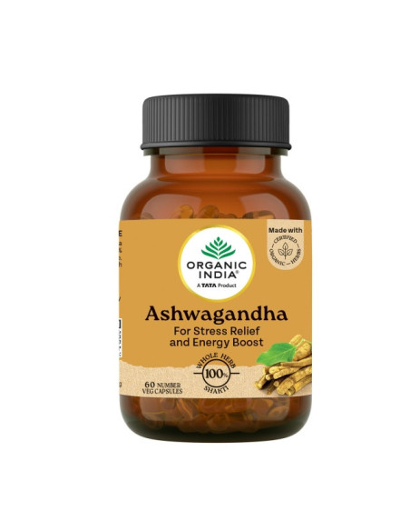 Ашваганда (Ashwagandha), для снижения стресса и повышения энергии, 60 кап, Органик Индия (Organic India)