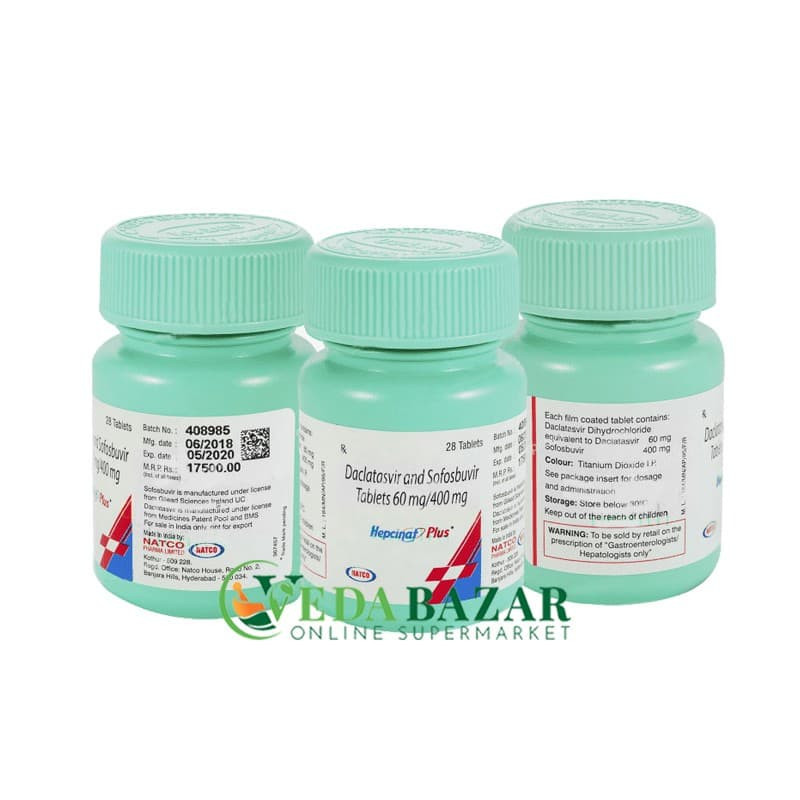 Гепцинат Плюс (Hepcinat Plus), лечение гепатита С, 3 банки по 28 таб, Натко (Natco)