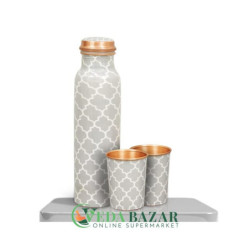 Медная бутылка с 2 стаканами (Сopper water bottle), 1000 мл, Индия (India)